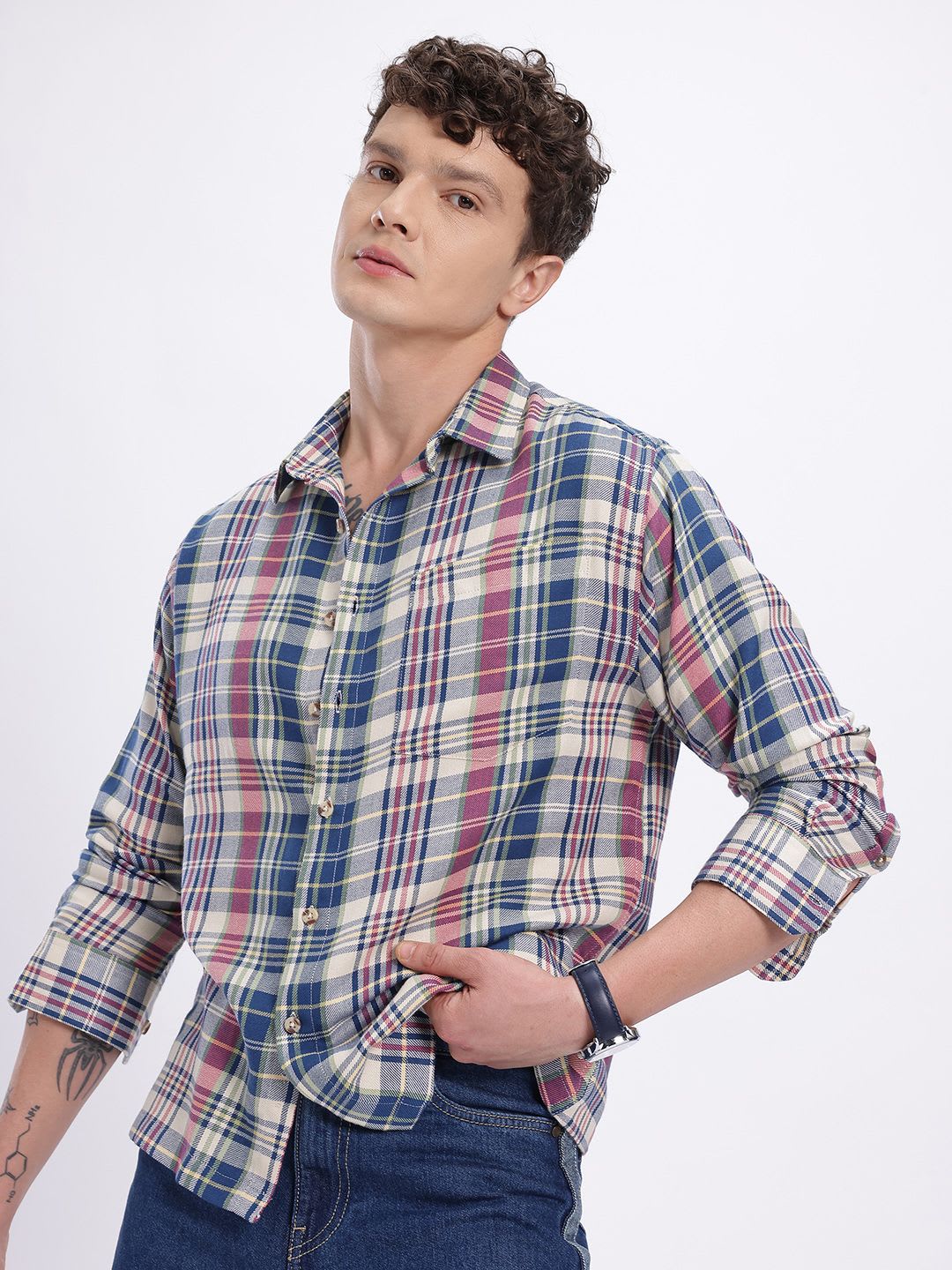 glitchez Checked Relaxed Fit Shirt - default view