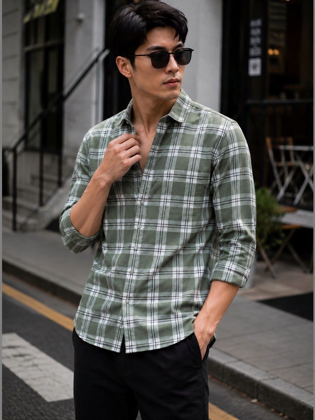 SZN Men Slim Fit Checked Casual Shirt - default view