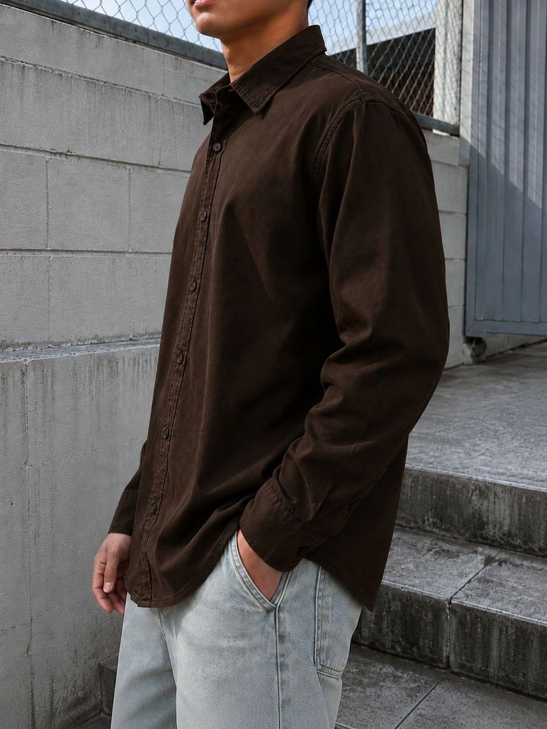 Bene Kleed Men Spread Collar Cotton Linen Regular Fit Casual Shirt - right view