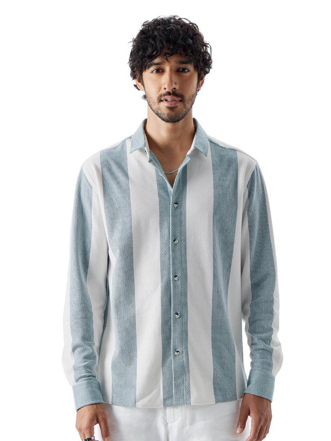 The Souled Store Men Stripes Multicolor Regular Fit Shirts - back view
