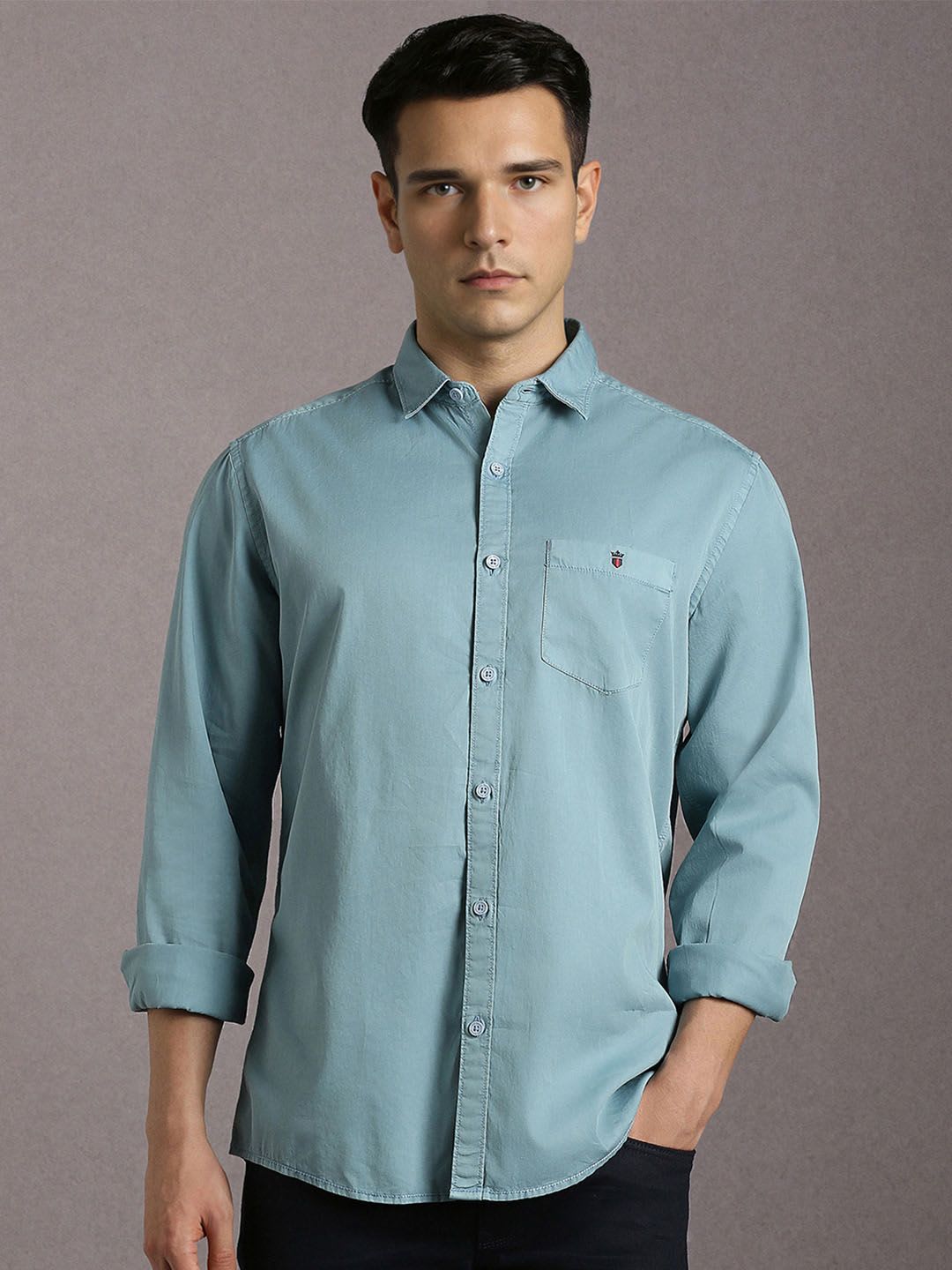 Louis Philippe Jeans Men Slim Fit Over Dyed Soft Handfeel Full Sleeve Casual Shirt - default view