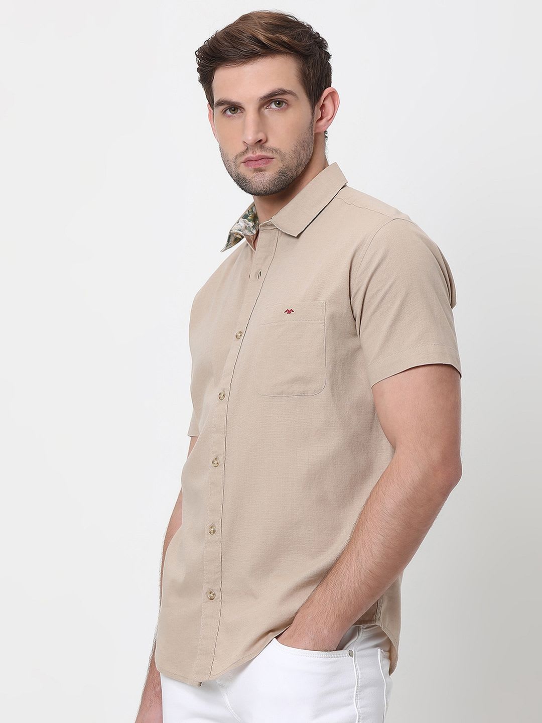 Mufti Slim Fit Spread Collar Pure Cotton Casual Shirt - right view