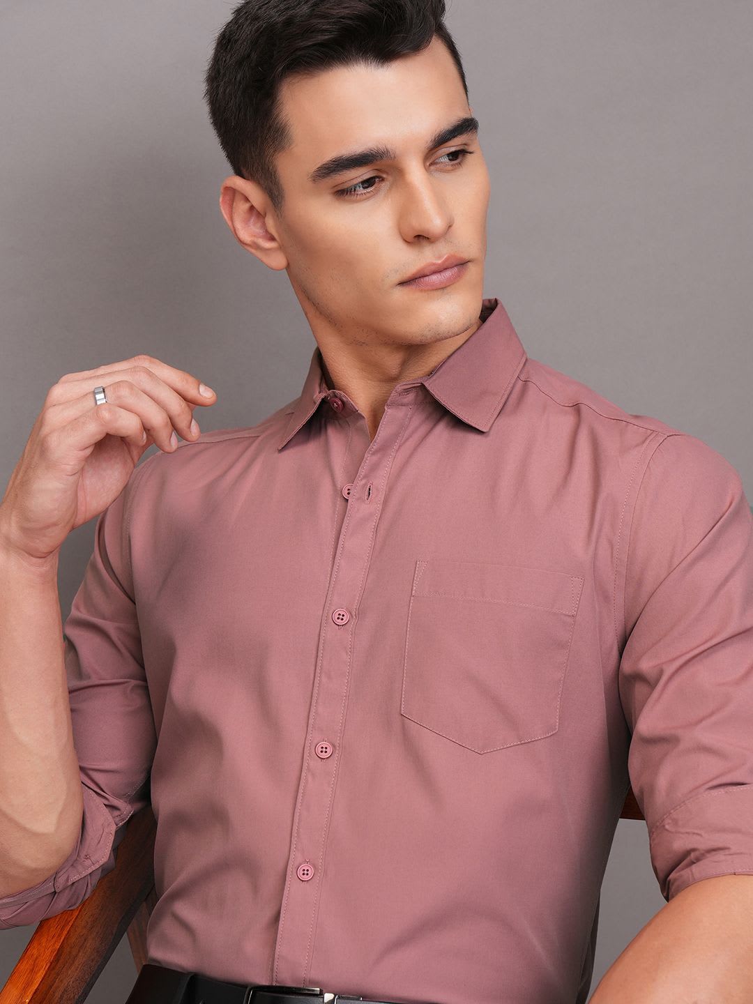 HIGHLANDER Men Satin Slim Fit Shirt - default view