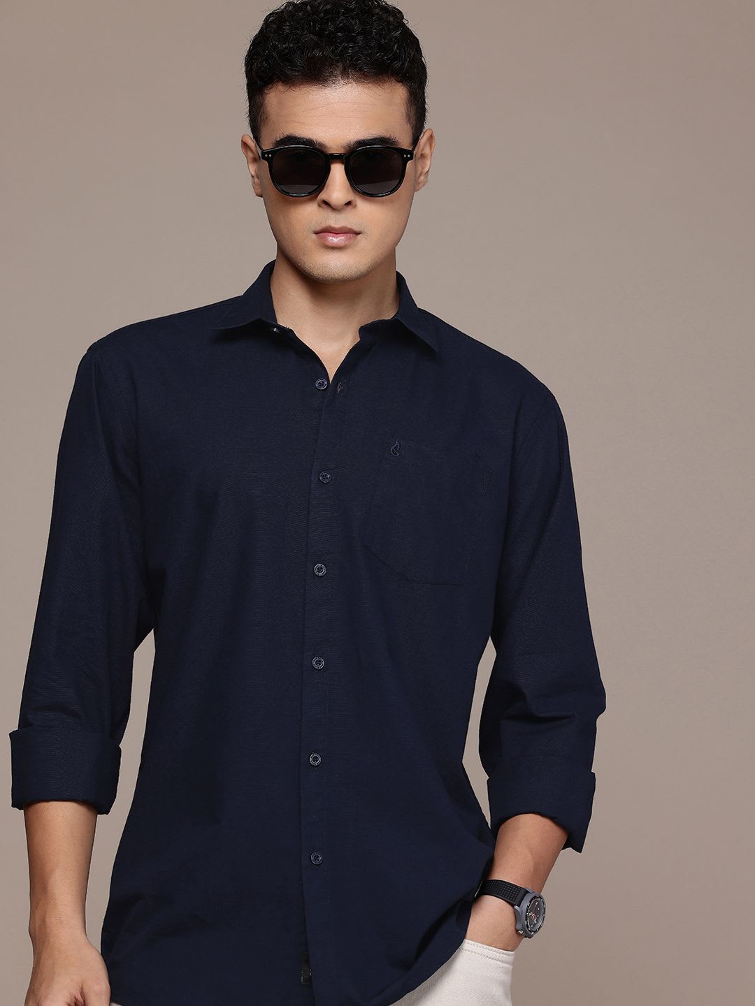 BS BLUE SQUAD Cotton Linen Casual Shirt - default view