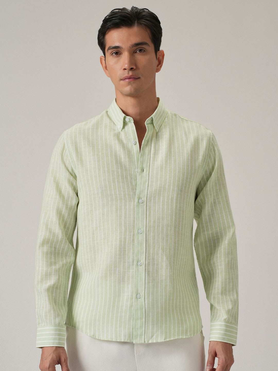 Banana Club Men Classic Slim Fit Semi Sheer Striped Casual Shirt - default view