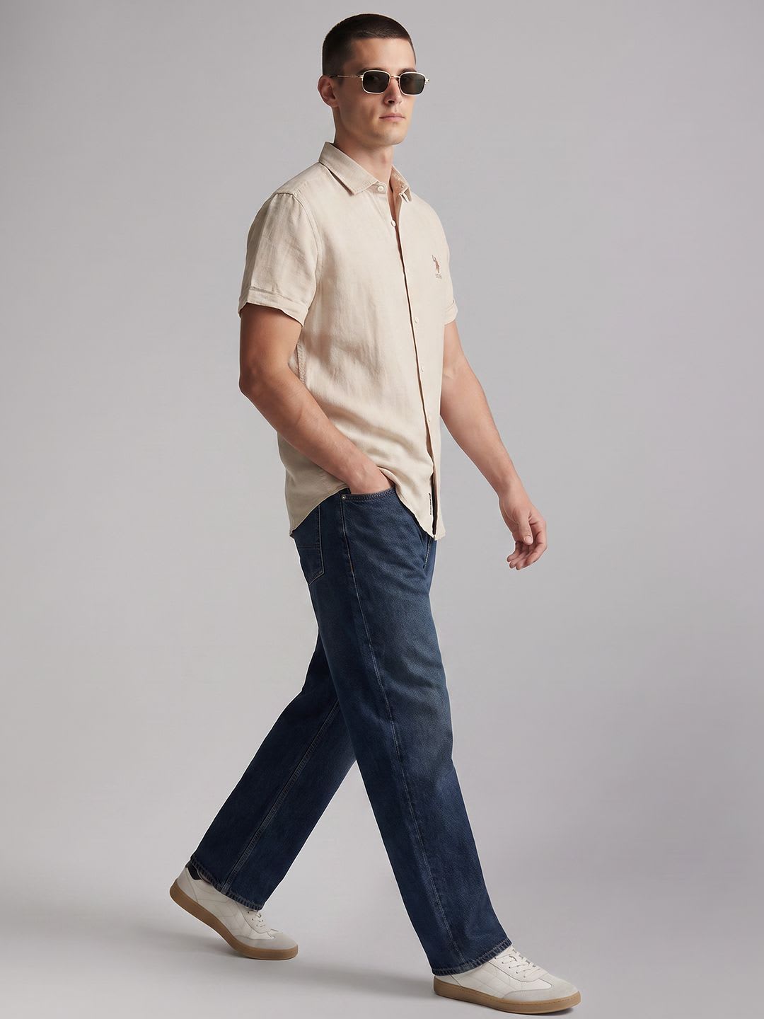 U.S. Polo Assn. Denim Co. Cotton Linen Casual Shirt - back view