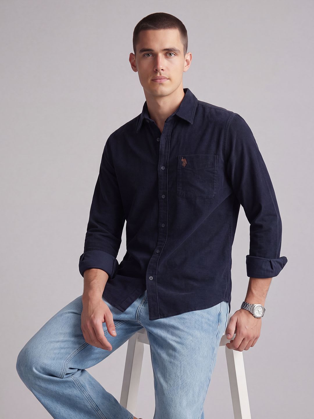 U.S. Polo Assn. Denim Co. Corduroy Pure Cotton Casual Shirt - default view