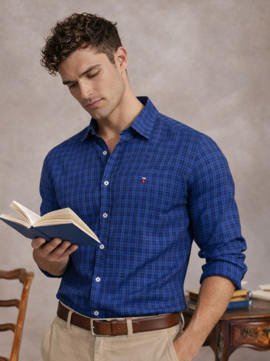 Louis Philippe Sport Men Slim Fit Checks Pattern Soft Handfeel Full Sleeve Casual Shirt - default view