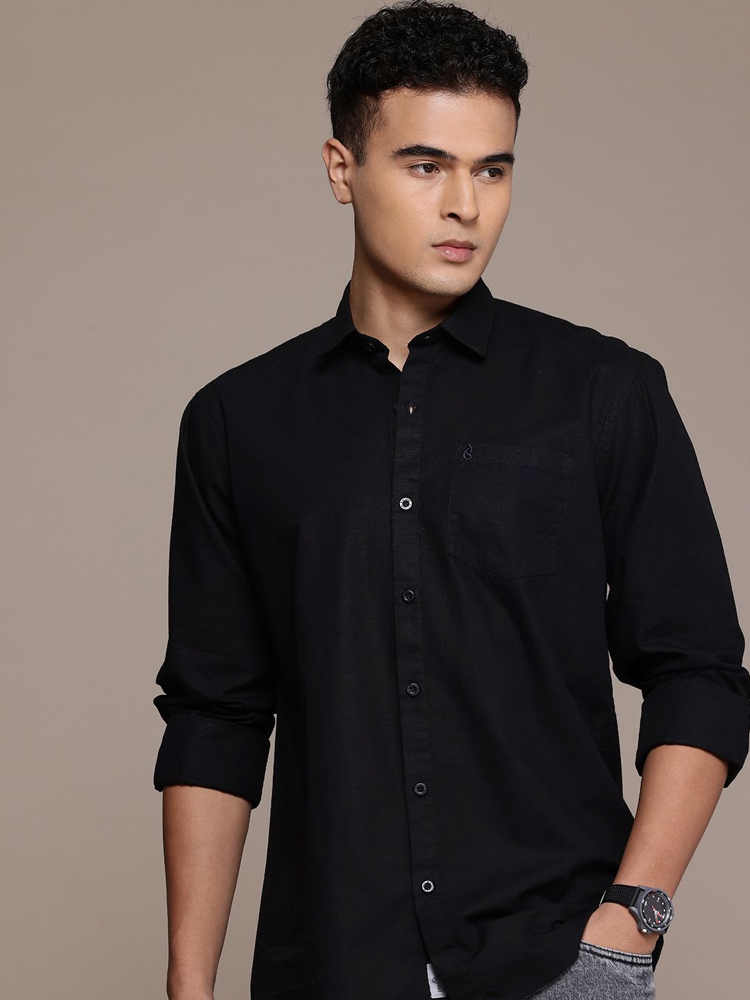 BS BLUE SQUAD Cotton Linen Casual Shirt - default view