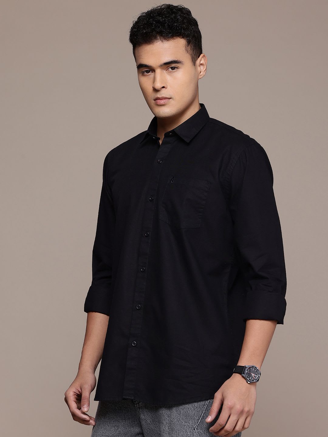BS BLUE SQUAD Cotton Linen Casual Shirt - right view