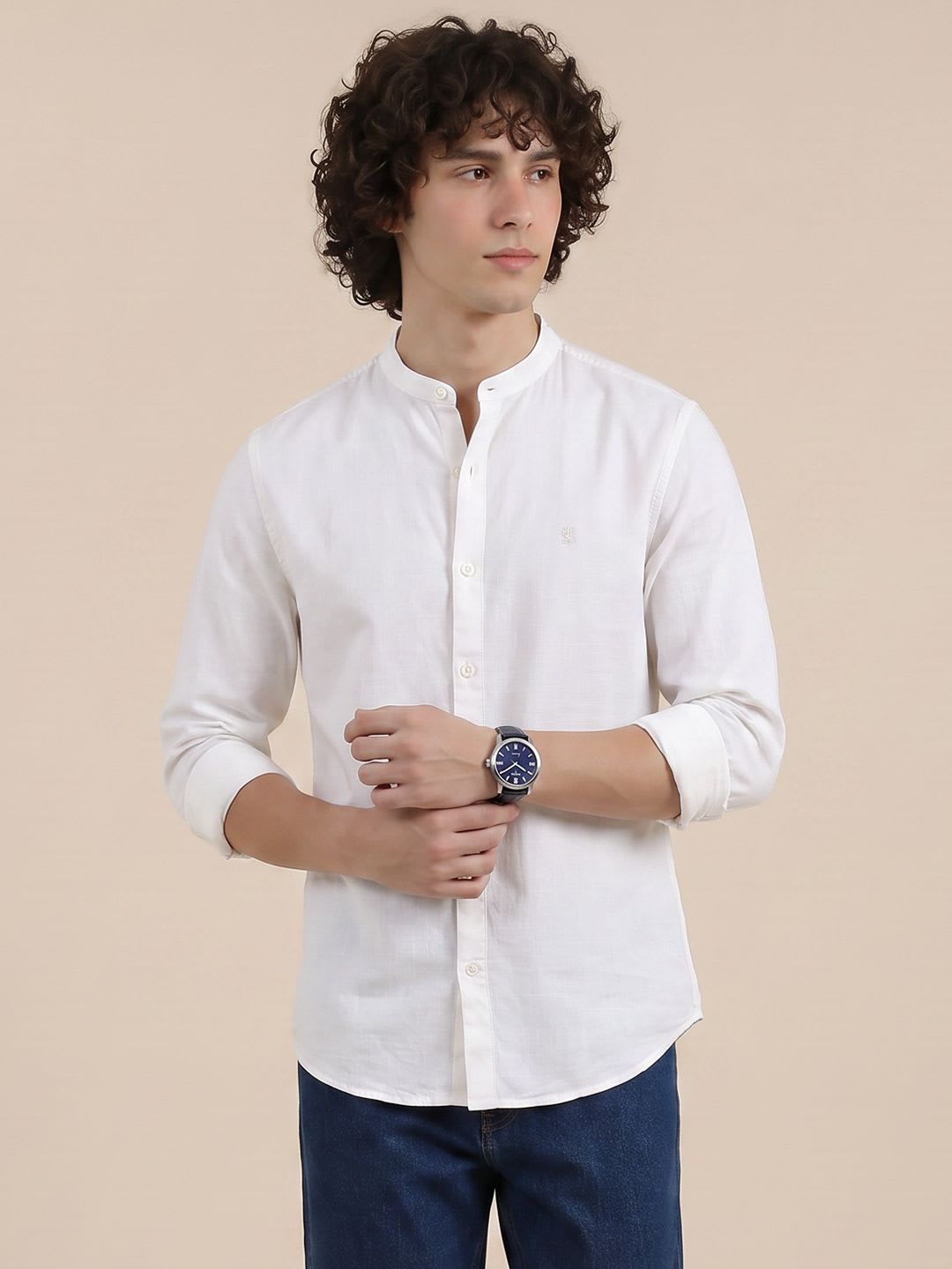 United Colors of Benetton Band Collar Pure Cotton Casual Shirt - default view