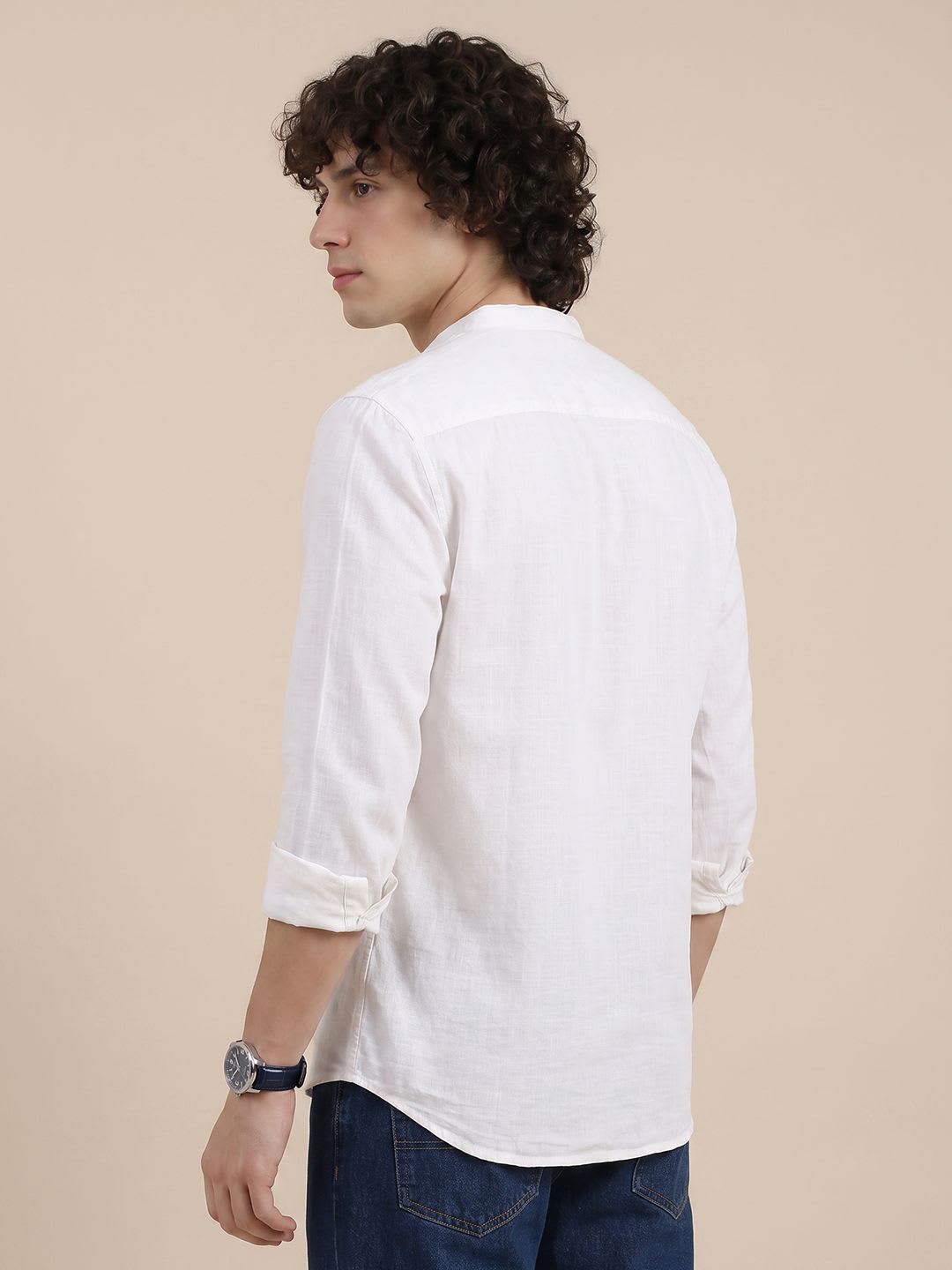 United Colors of Benetton Band Collar Pure Cotton Casual Shirt - back view