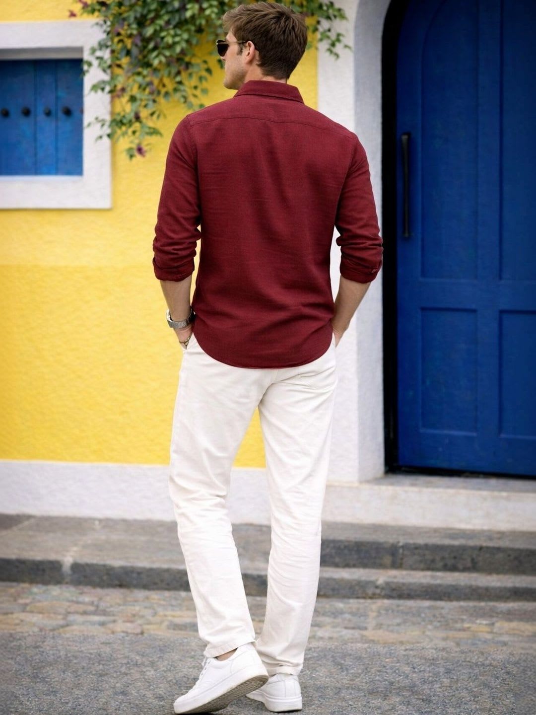 HERE&NOW Men Smart Casual Shirt - back view