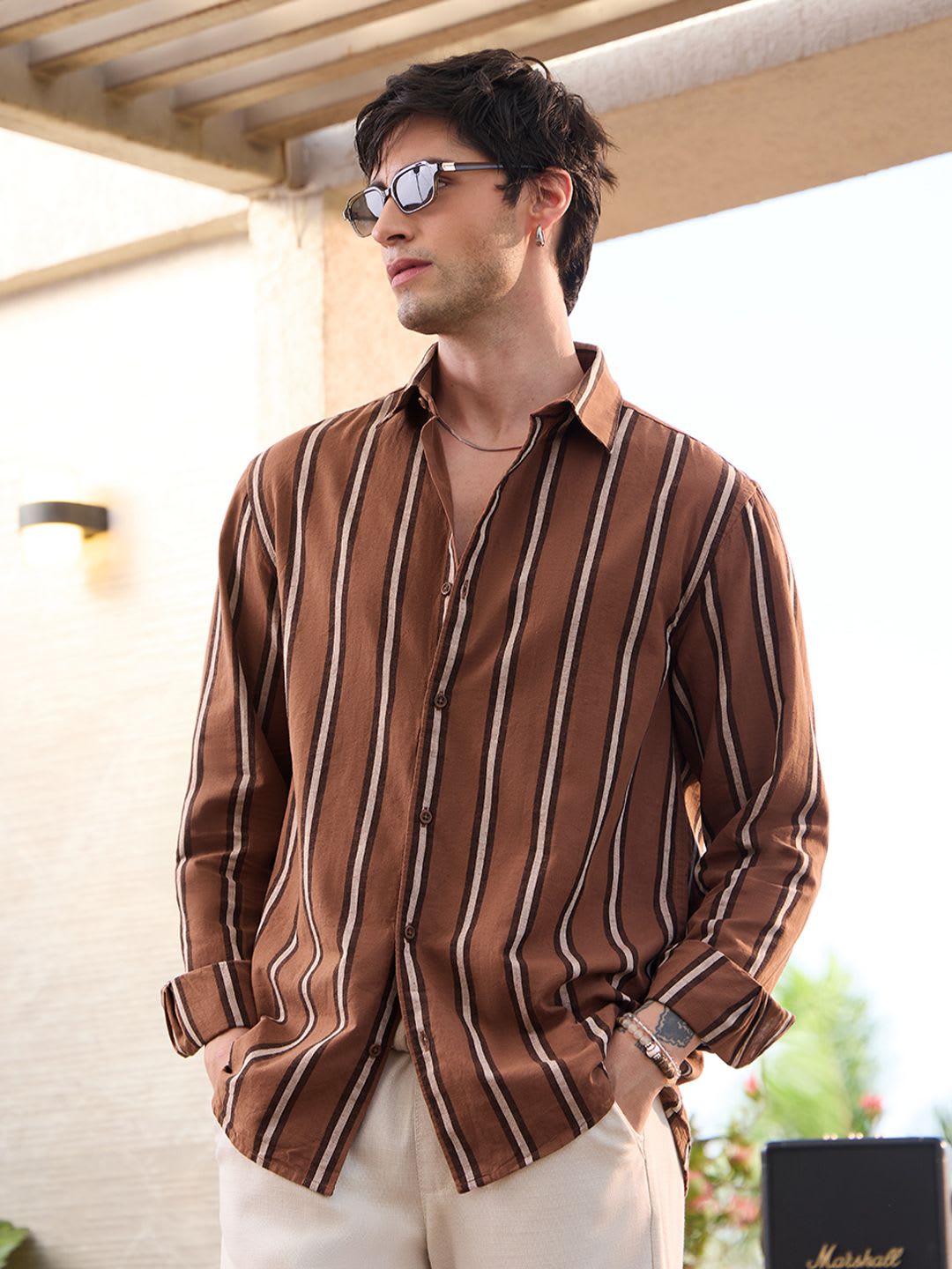 The Souled Store Men Regular Fit Printed Multi Cotton Linen Shirts - default view