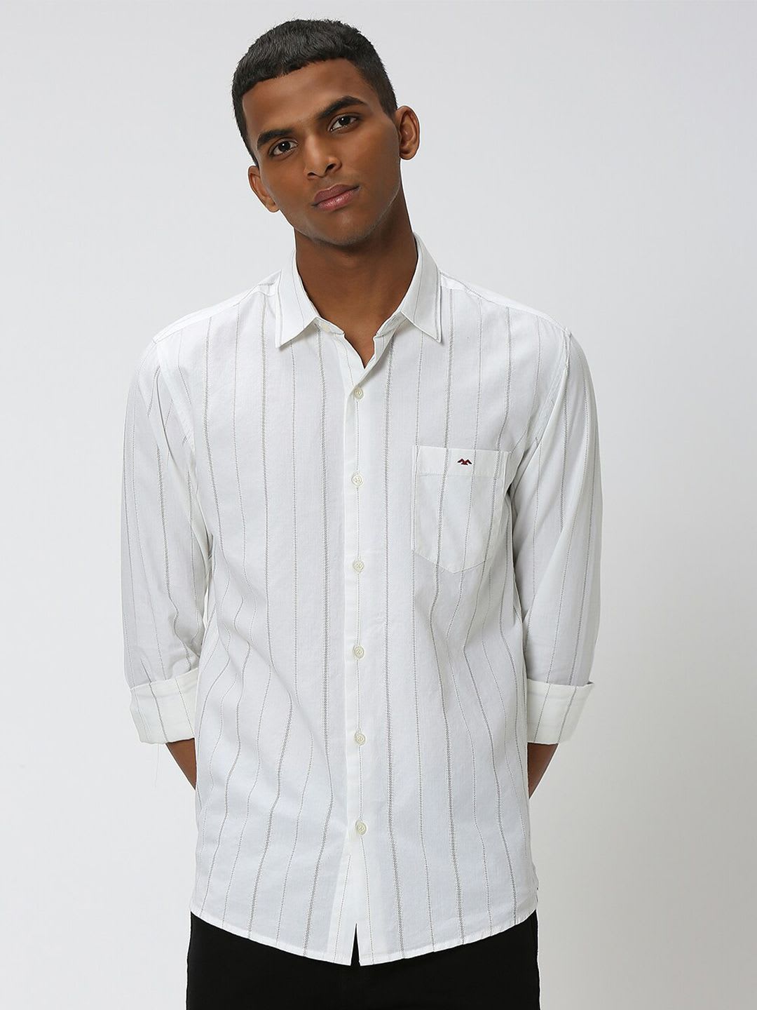 Mufti Slim Fit Striped Pure Cotton Casual Shirt - default view