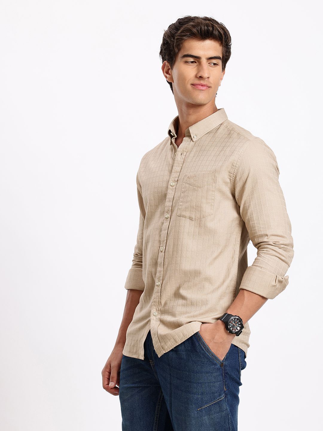 Aeropostale Self Checked Button-Down Collar Pure Cotton Casual Shirt - right view