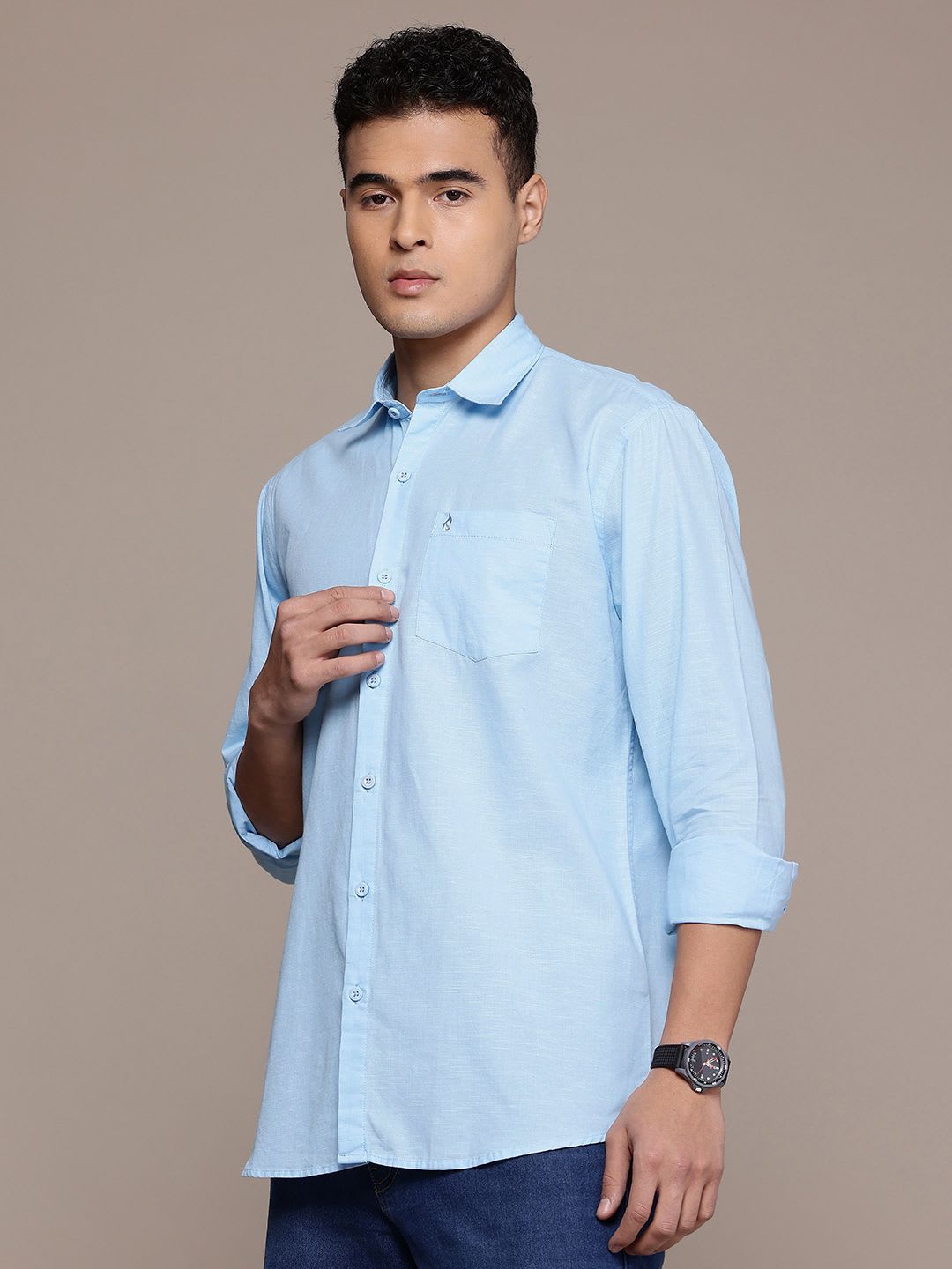 BS BLUE SQUAD Cotton Linen Casual Shirt - right view