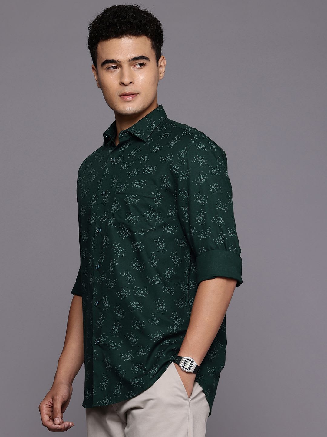 Allen Solly Sport Fit Floral Printed Pure Cotton Casual Shirt - right view