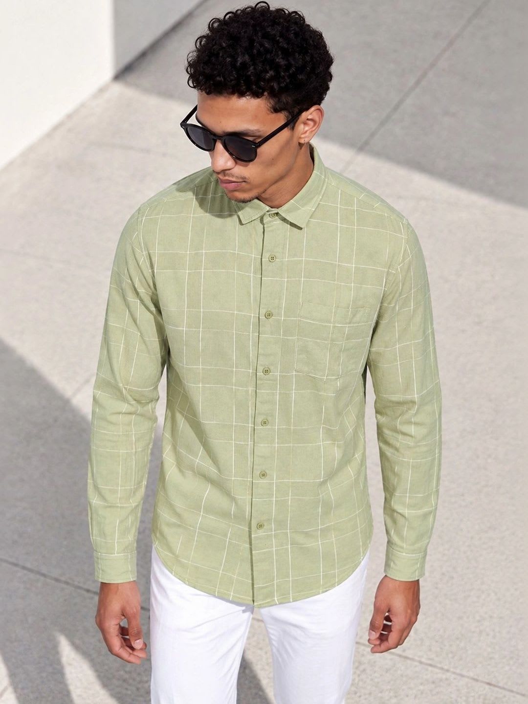CODE by Lifestyle Men Windowpane Checks Checked Casual Shirt - default view