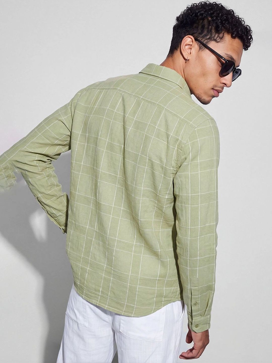 CODE by Lifestyle Men Windowpane Checks Checked Casual Shirt - left view