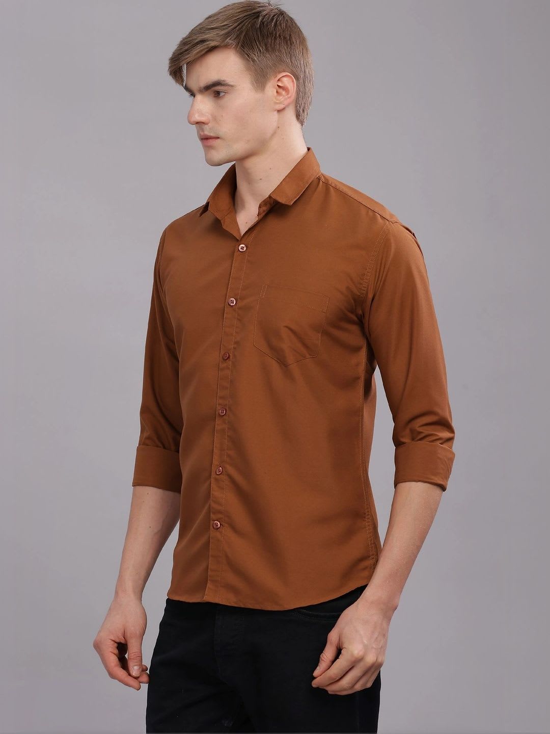 Uzmax Men Standard Slim Fit Casual Shirt - back view