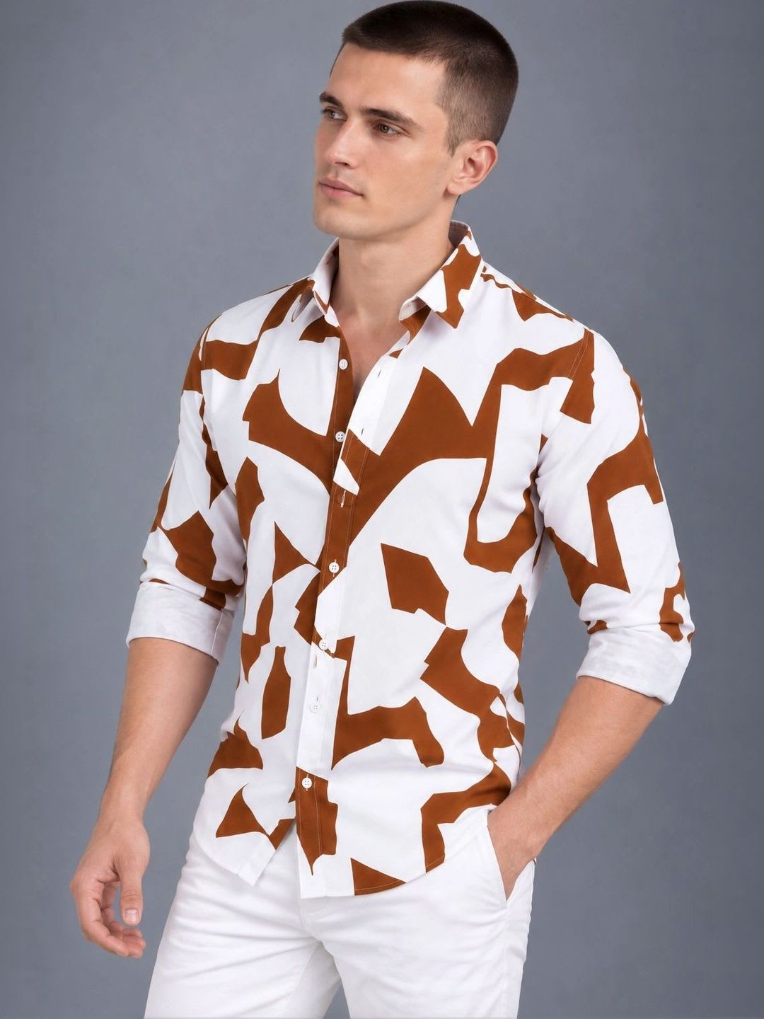 UV WHOLESALE Men Standard Slim Fit Printed Casual Shirt - back view