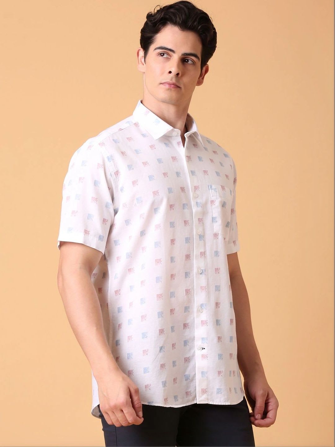 CAVALLO by Linen Club Men Contemporary Printed Casual Shirt - back view