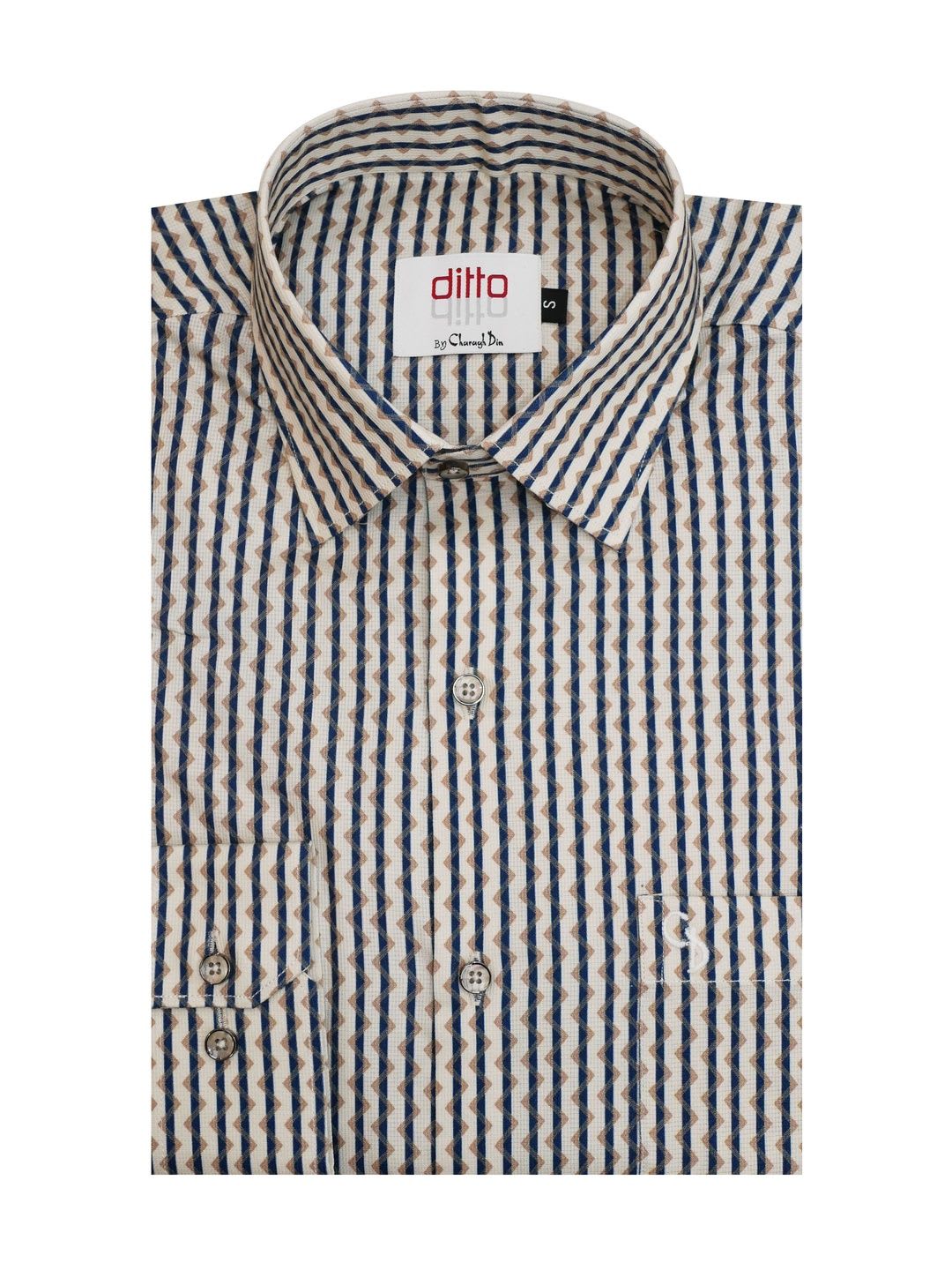 Charagh Din Men Smart Striped Casual Shirt - right view