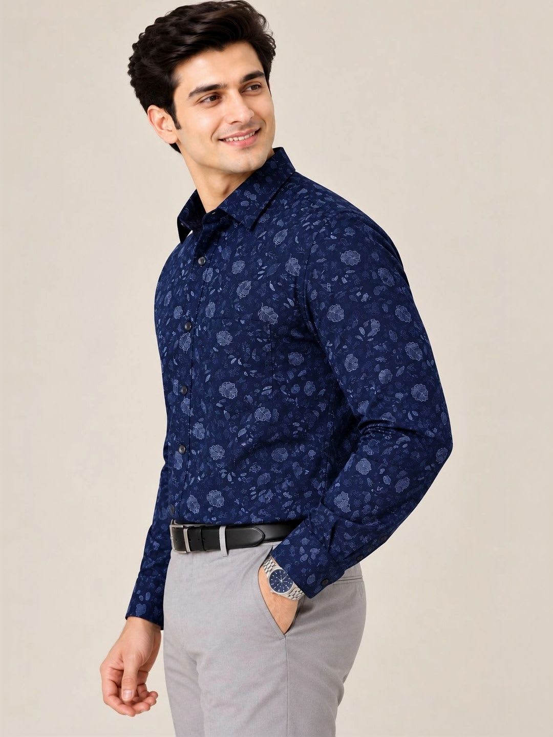Erica Men Standard Floral Printed Casual Shirt - back view