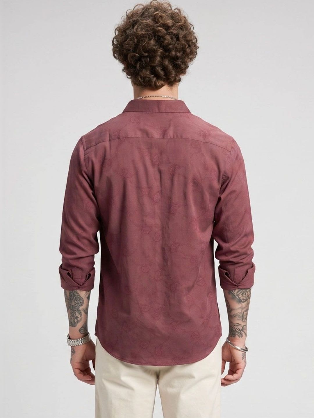 Charagh Din Men Classic Tailored Fit Casual Shirt - back view