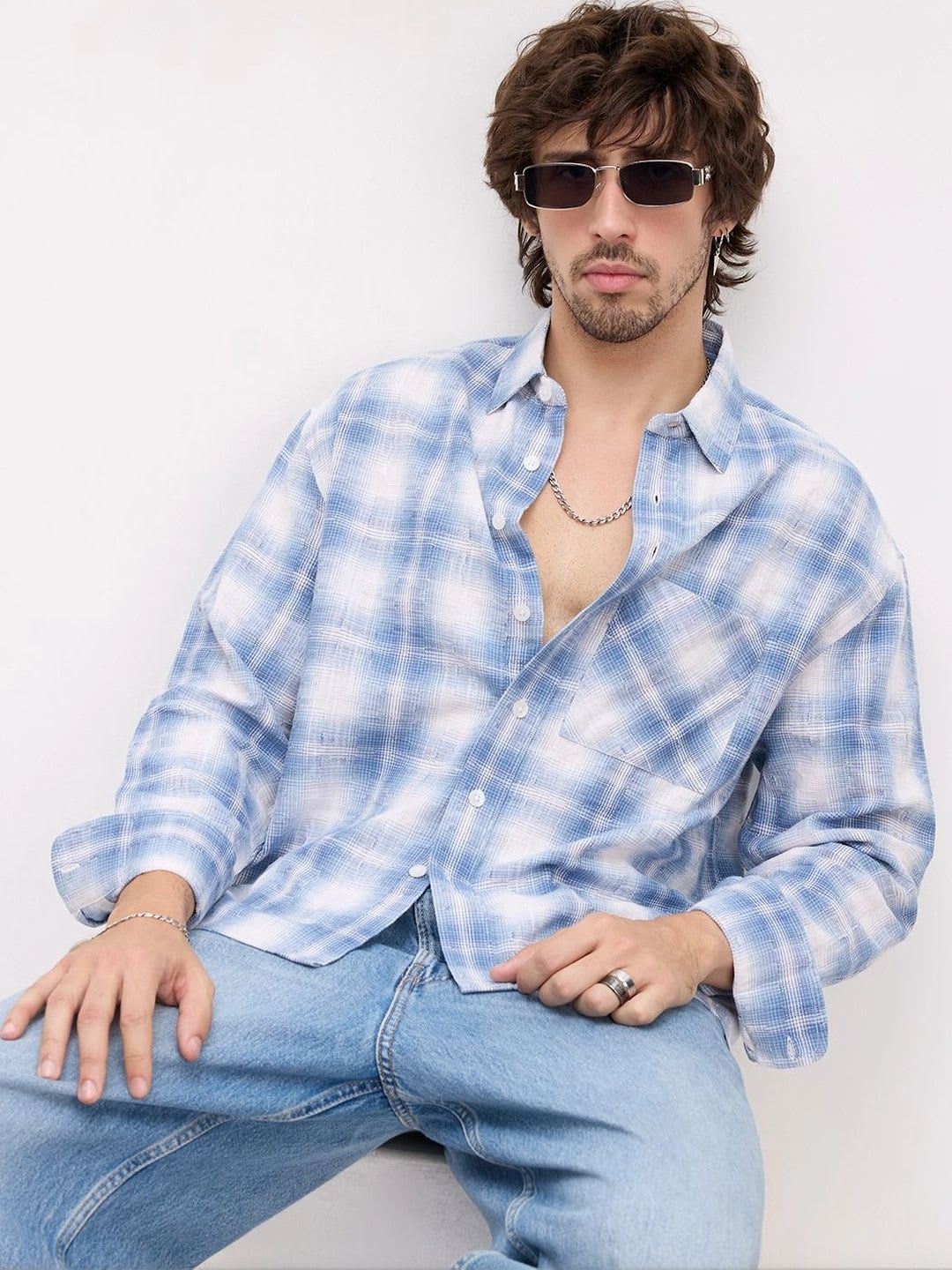 VASTRADO Men Classic Boxy Checked Casual Shirt - default view