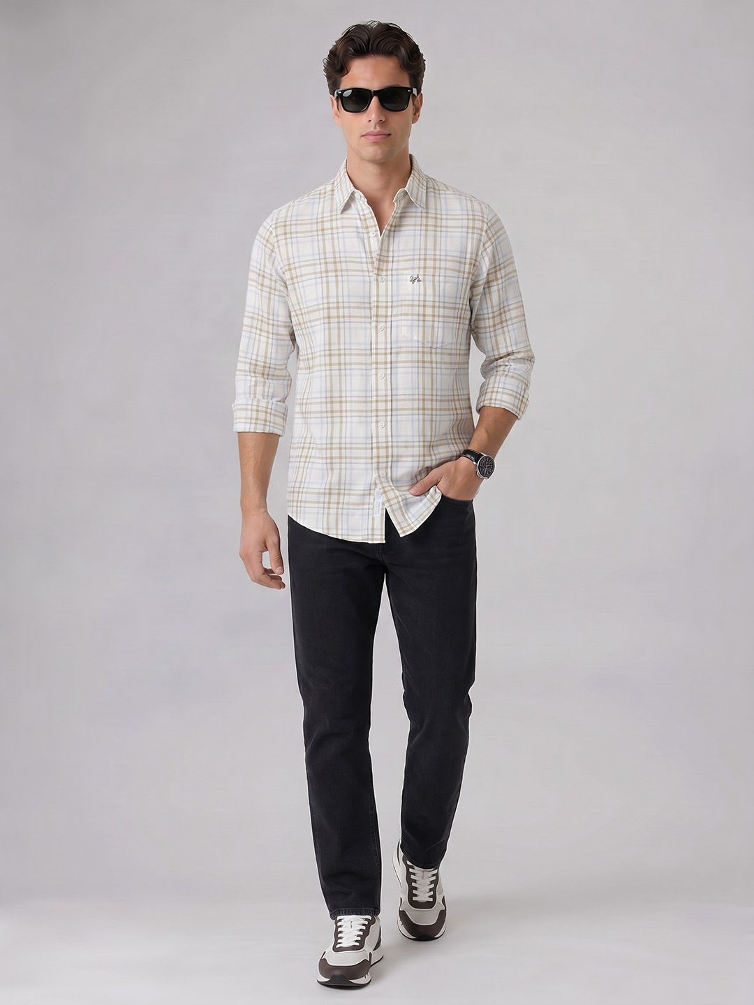 SPYKAR Checked Pure Cotton Casual Shirt - back view