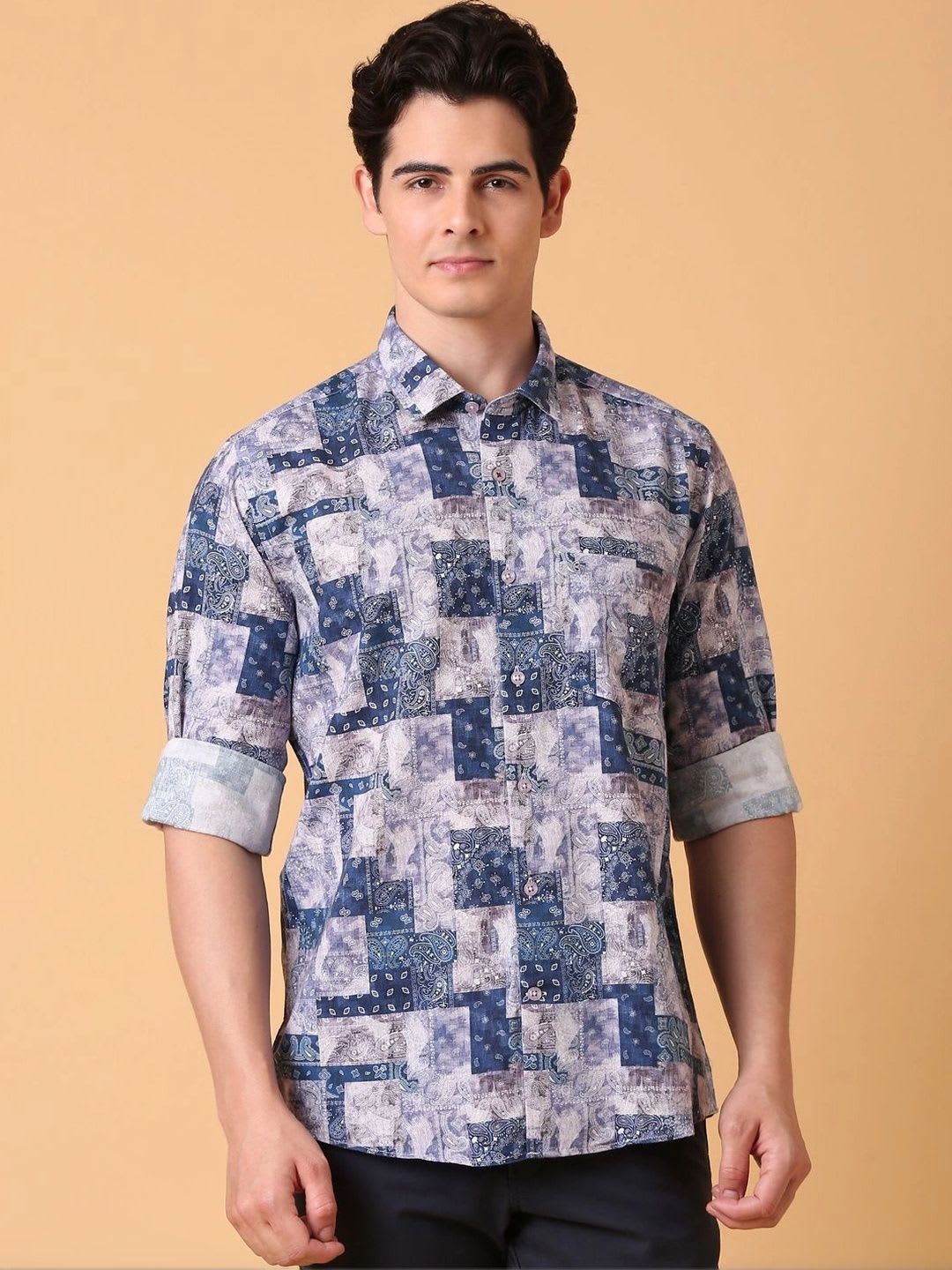 CAVALLO by Linen Club Men Contemporary Printed Casual Shirt - default view