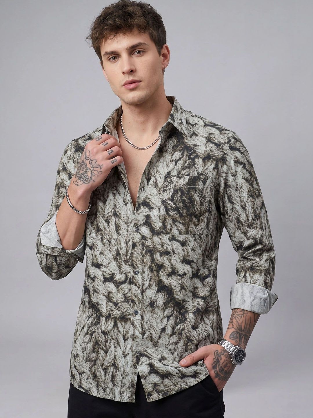 Charagh Din Men Smart Printed Casual Shirt - default view