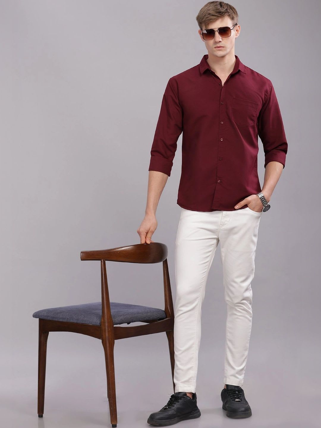 Uzmax Men Standard Slim Fit Casual Shirt - right view