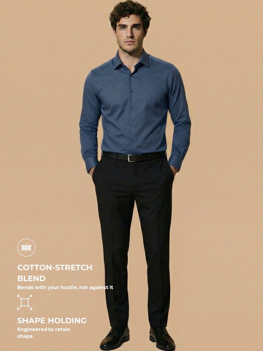 Van Heusen IQ Men Premium Cotton With HD Stretch Satin Breathable Shirt - right view