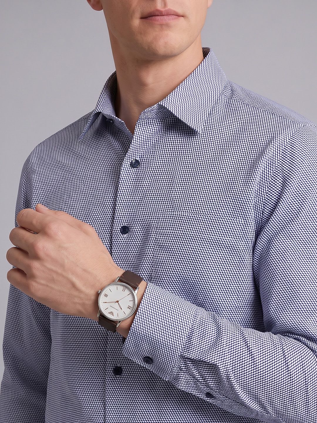 Blackberrys Geometric Printed Pure Cotton Formal Shirt - left view
