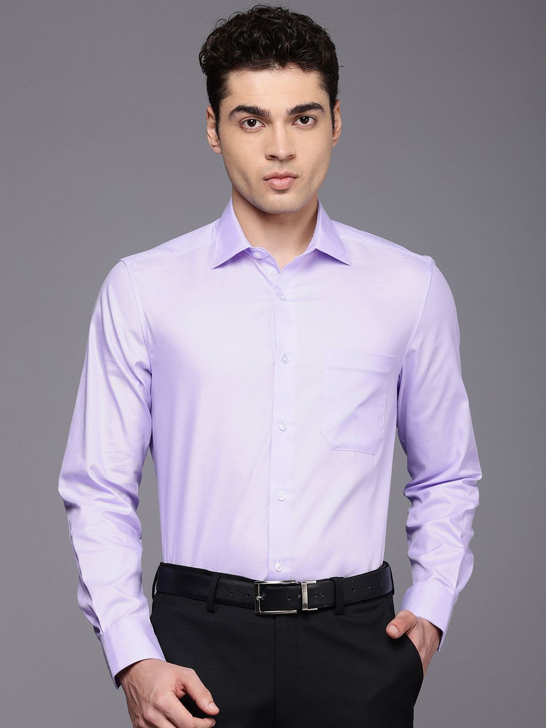 Louis Philippe Men Classic Fit Easy to Iron Premium Cotton Full Sleeve Formal Shirt - default view