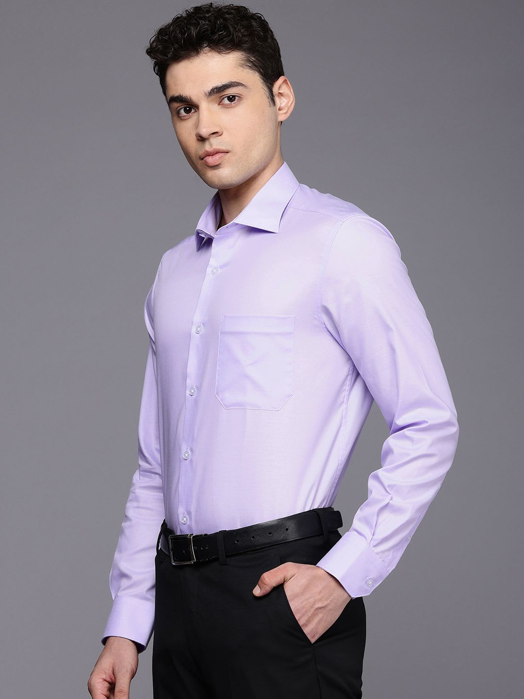 Louis Philippe Men Classic Fit Easy to Iron Premium Cotton Full Sleeve Formal Shirt - right view