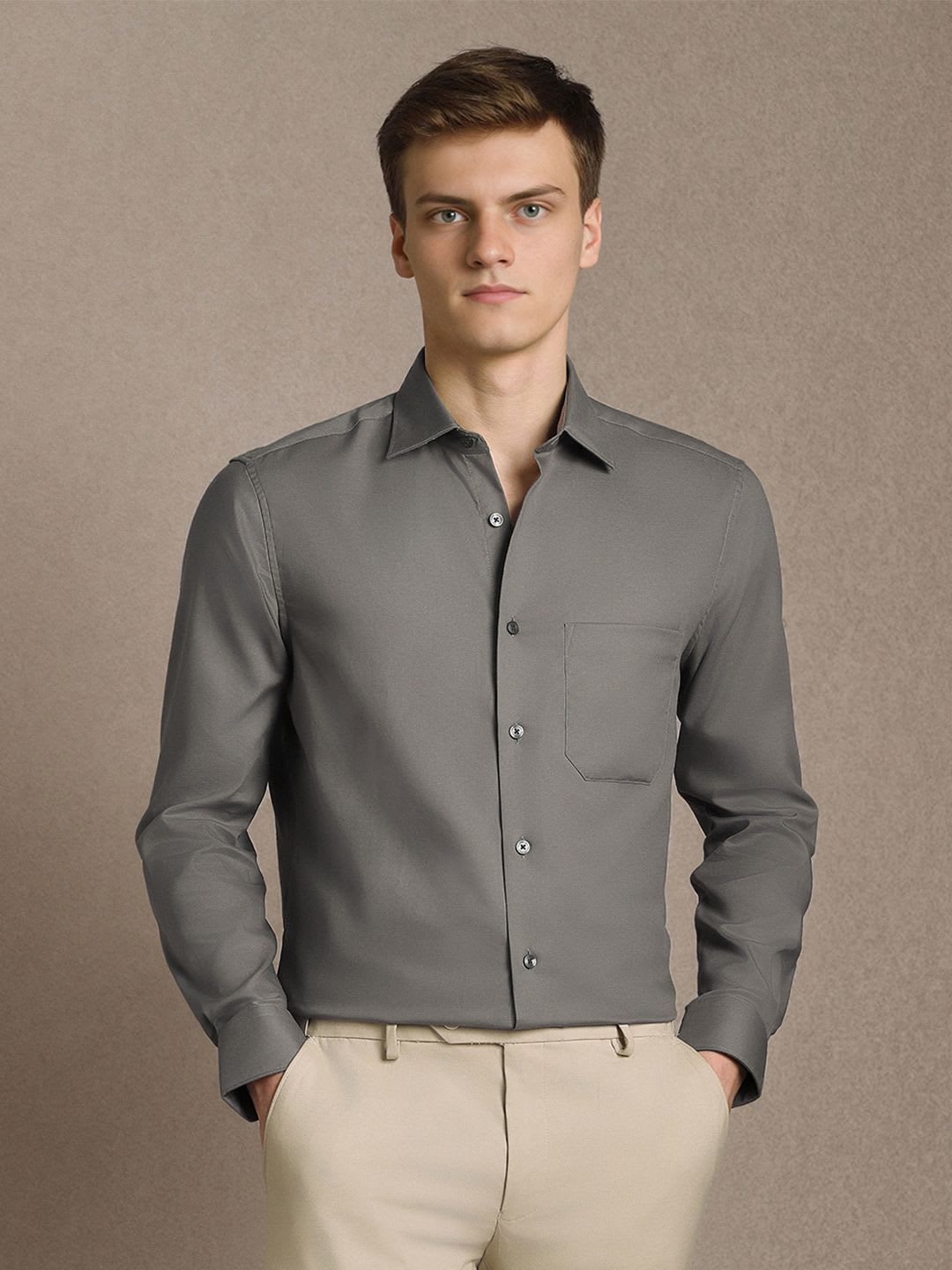 Louis Philippe Men Classic Fit Easy to Iron Premium Cotton Full Sleeve Formal Shirt - default view