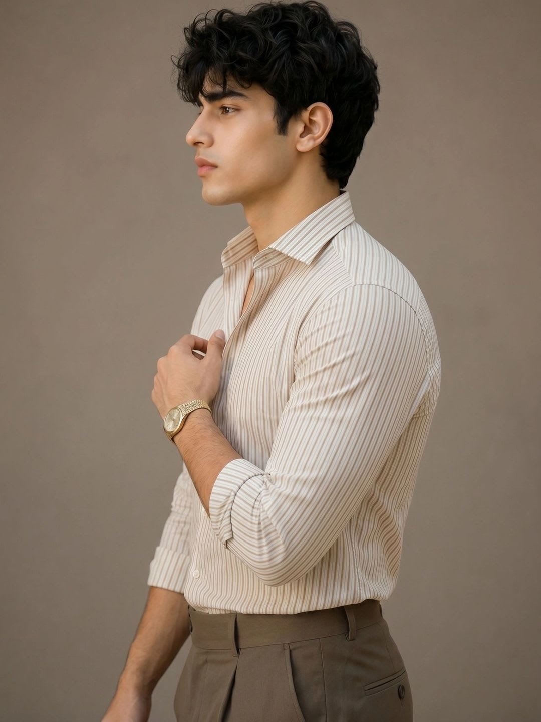 INDOPRIMO Men Cotton Standard Striped Casual Shirt - left view