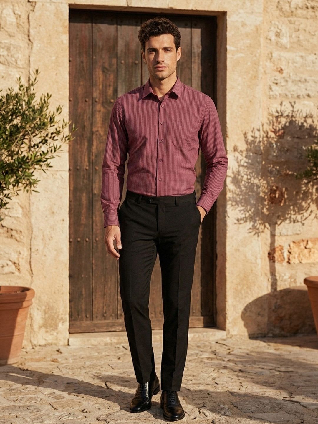 Louis Philippe Men Slim Fit Easy to Iron Premium Cotton Full Sleeve Formal Shirt - left view