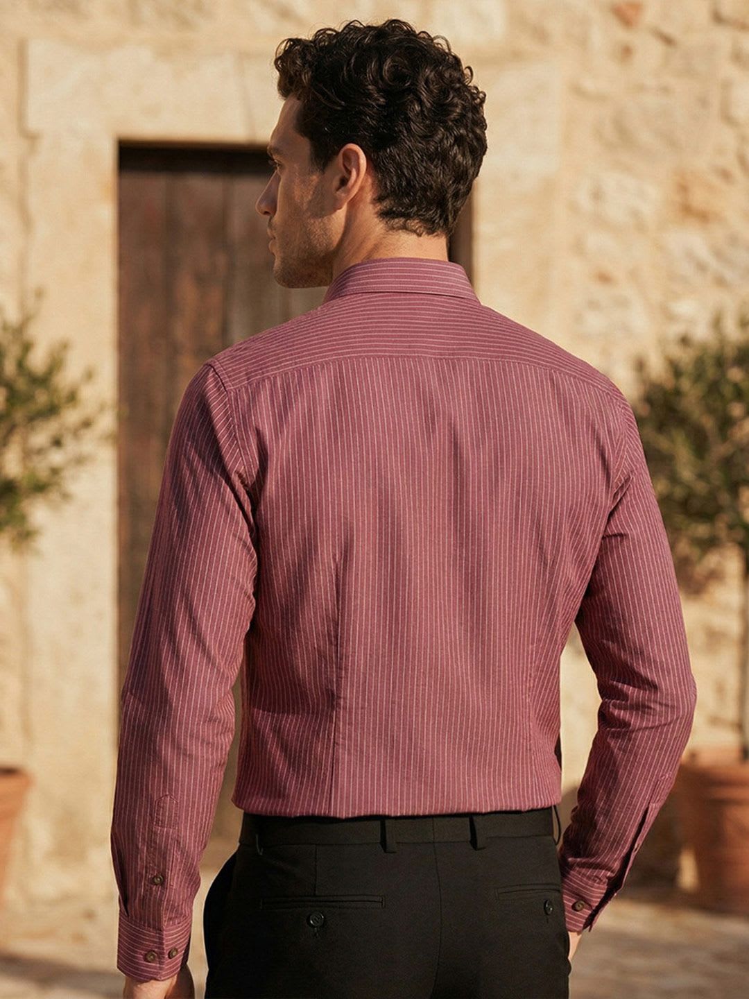 Louis Philippe Men Slim Fit Easy to Iron Premium Cotton Full Sleeve Formal Shirt - right view