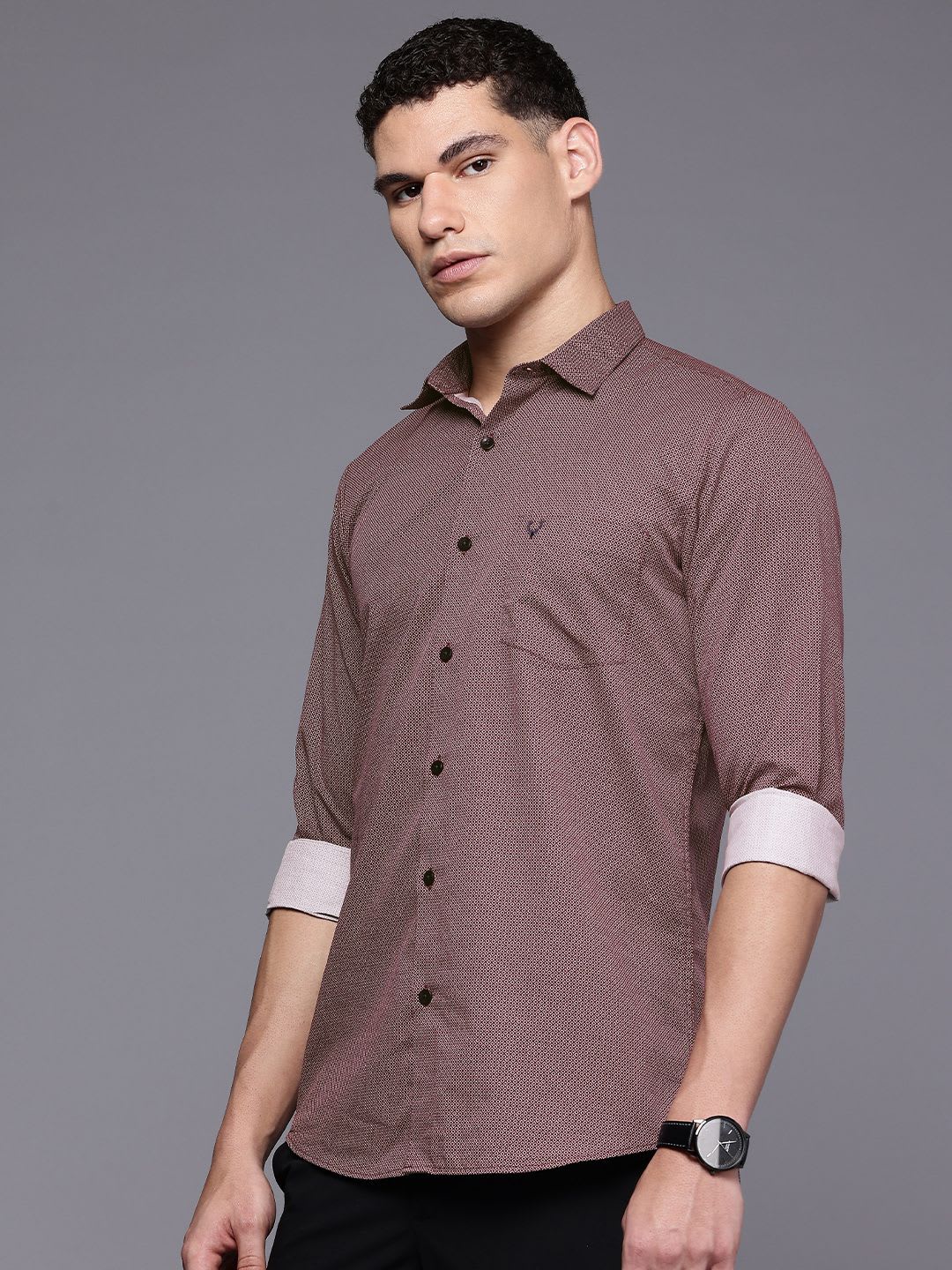 Allen Solly Pure Cotton Floral Printed Comfy Slim Fit Casual Shirt - right view
