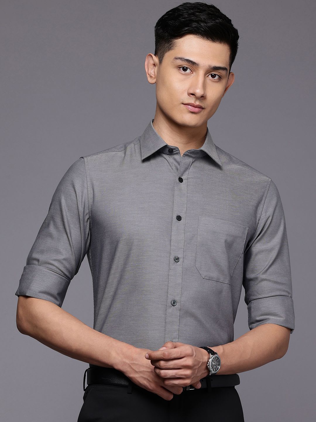 Louis Philippe Men Classic Fit Easy to Iron Premium Cotton Full Sleeve Formal Shirt - default view