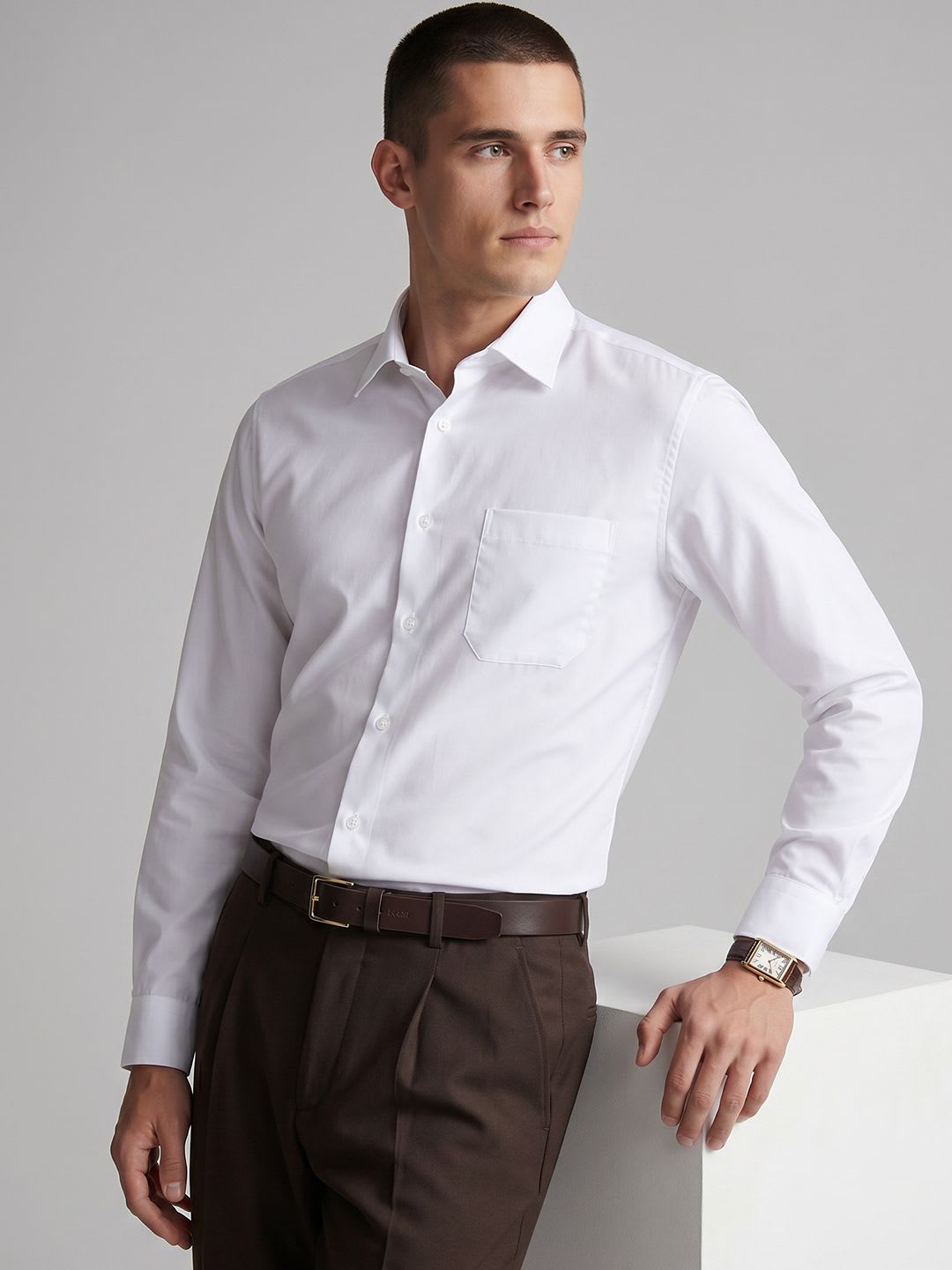 Louis Philippe Slim Fit Pure Cotton Formal Shirt - default view