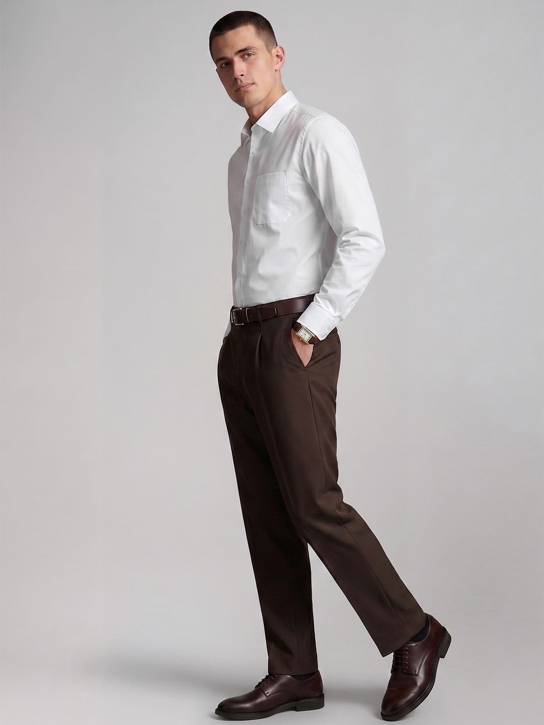 Louis Philippe Slim Fit Pure Cotton Formal Shirt - back view