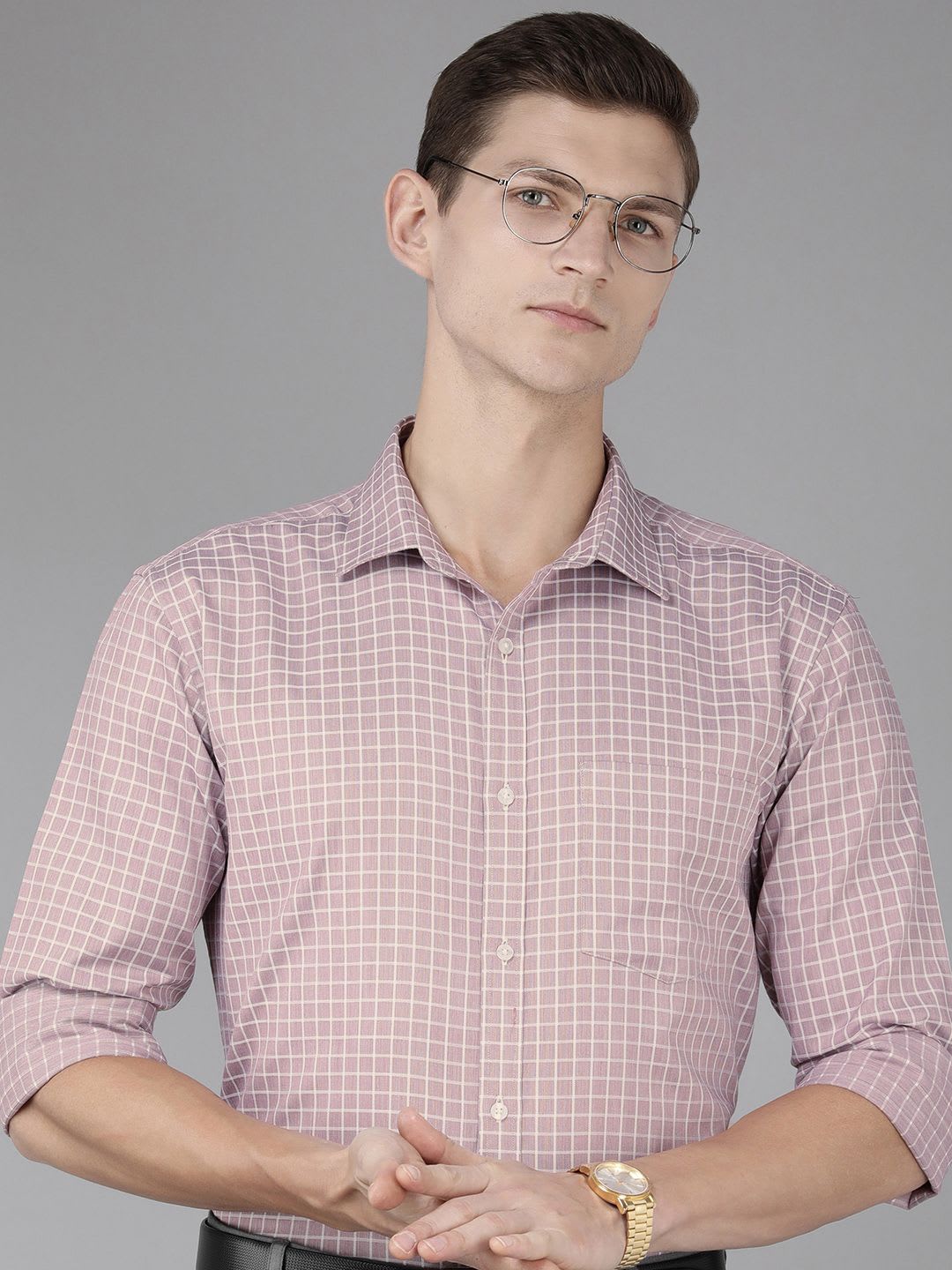 Park Avenue Micro Checked Slim Fit Pure Cotton Formal Shirt - default view