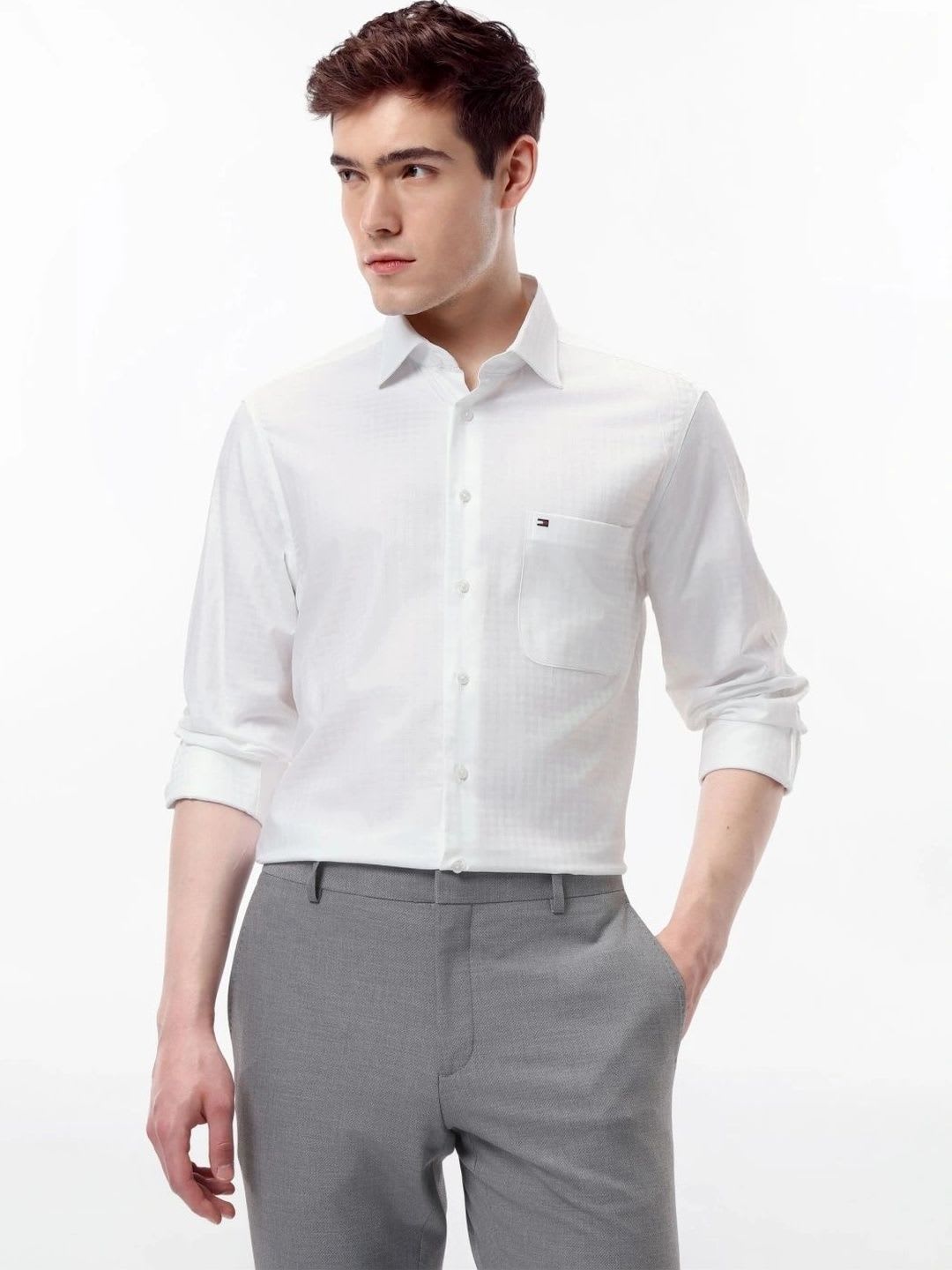 Tommy Hilfiger Men Micro Checks Formal Shirt - default view