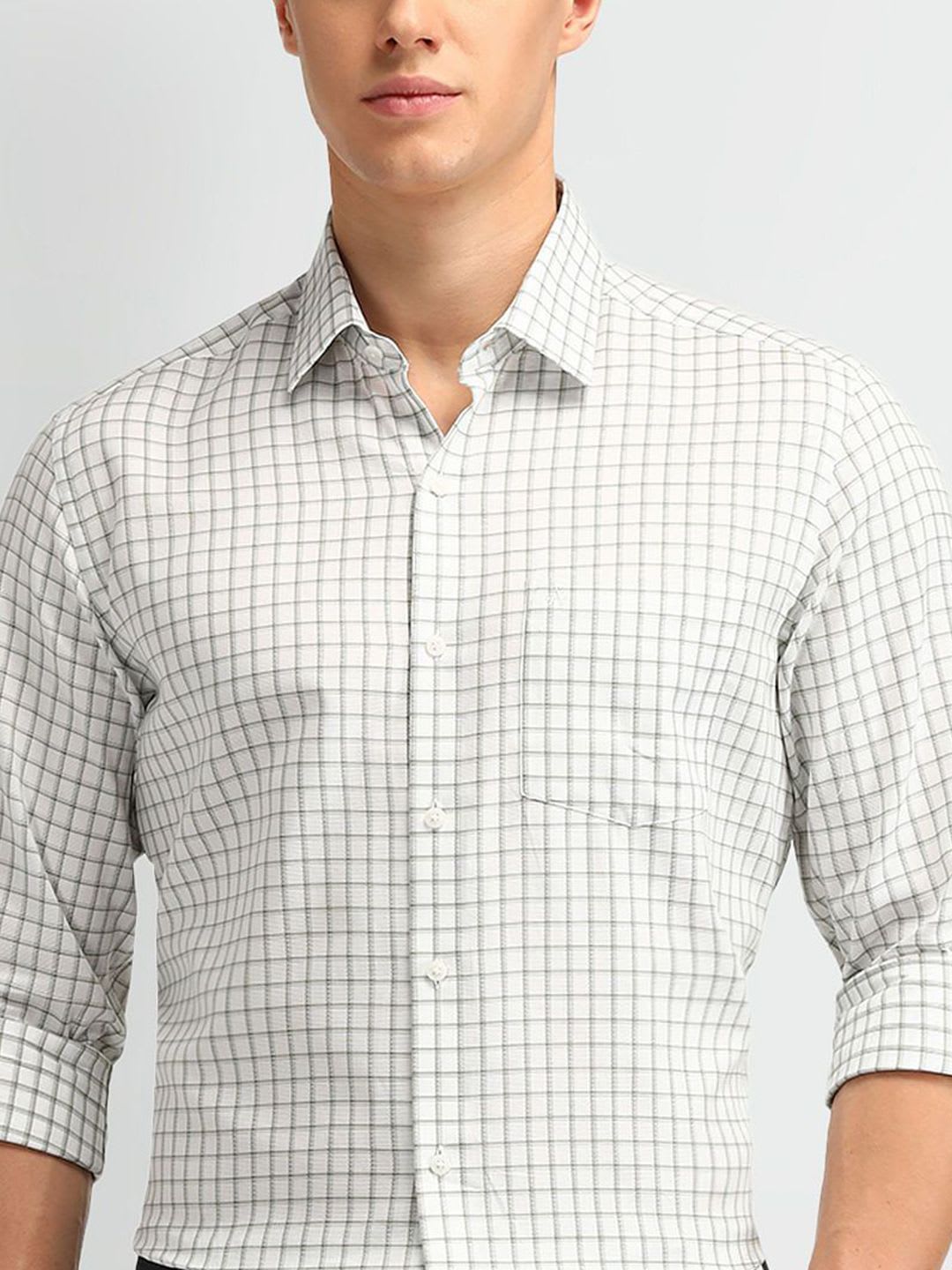Arrow Men Cutaway Collar Gingham Checked Cotton Slim Fit Formal Shirt - back view